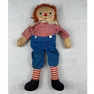 Vintage 1940s Georgene Novelties Raggedy Andy Cloth Doll 20"in I Love You‎ Heart